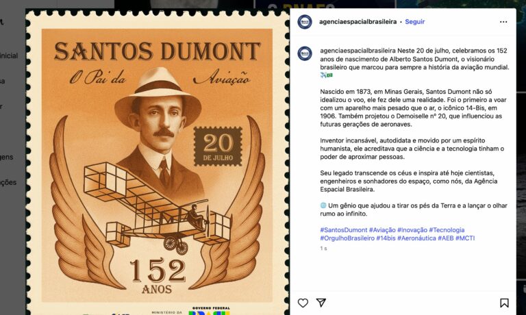 Erro do governo Lula em imagem de Santos Dumont rende críticas e “errata”