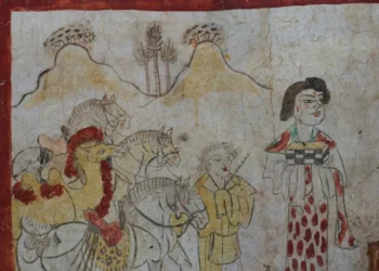 tumba chinesa antiga: um homem loiro