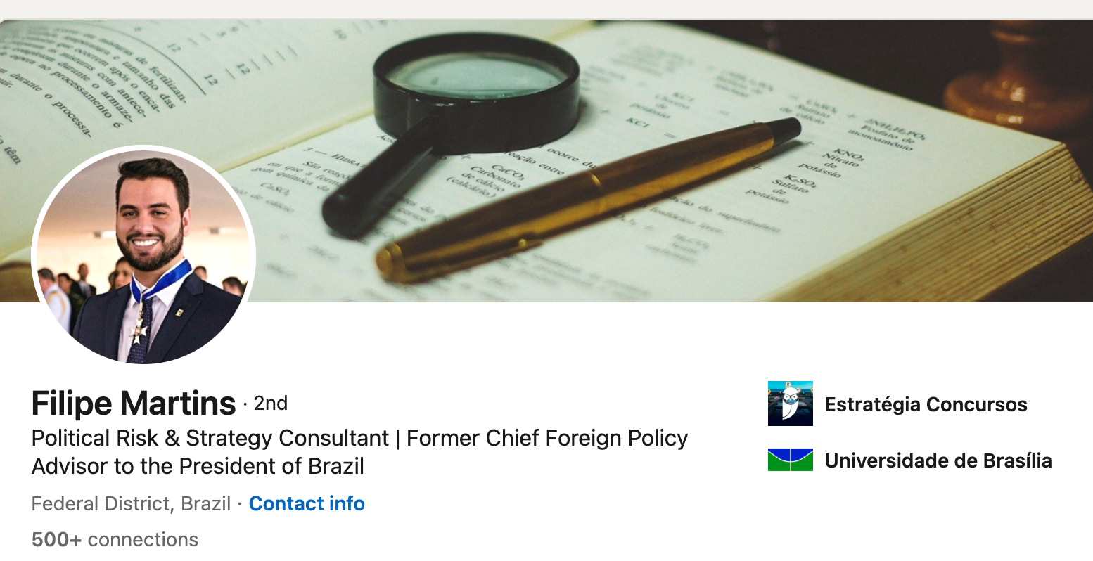 Quem usou o perfil de LinkedIn de Filipe Martins?