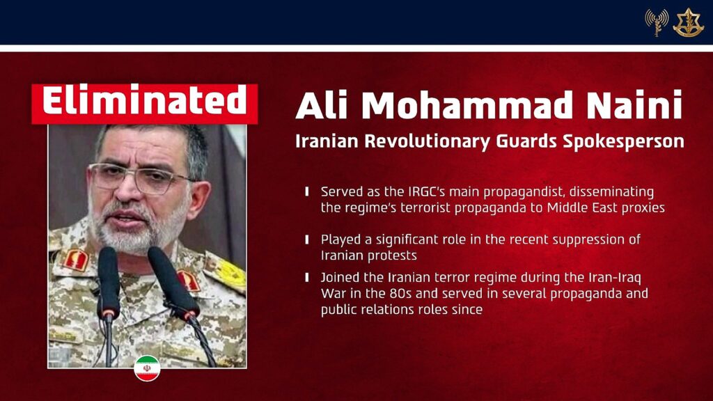 Porta-voz da Guarda Revolucionária do Irã é eliminado