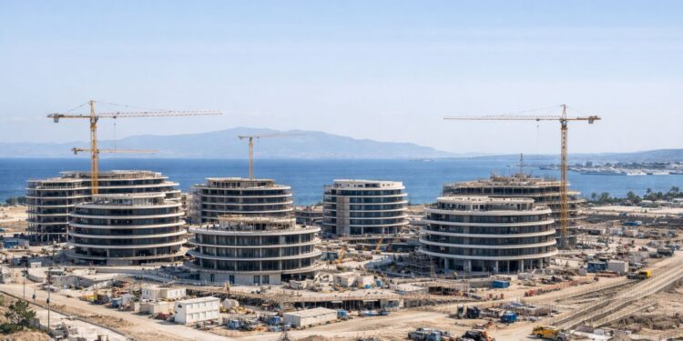 Antigo aeroporto em Atenas vira bairro de luxo com torre de 200 m, hotéis, cassino e residências no projeto bilionário Ellinikon. - Foto: Reprodução/314 Architecture Studio
