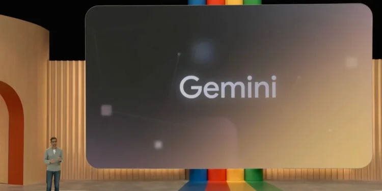 CEO do Google Sundar Pichai apresentando o projeto Gemini no Google I/O 2023.

Foto: divulgação / Google