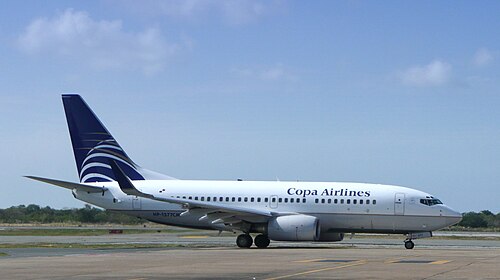 Um avião Boeing 737-70 da Copa Airlines.
Foto: Christopher T Cooper / Wikimedia Commons