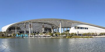 O SoFi Stadium, nos Estados Unidos.

Foto: Troutfarm27 / Wikimedia Commons