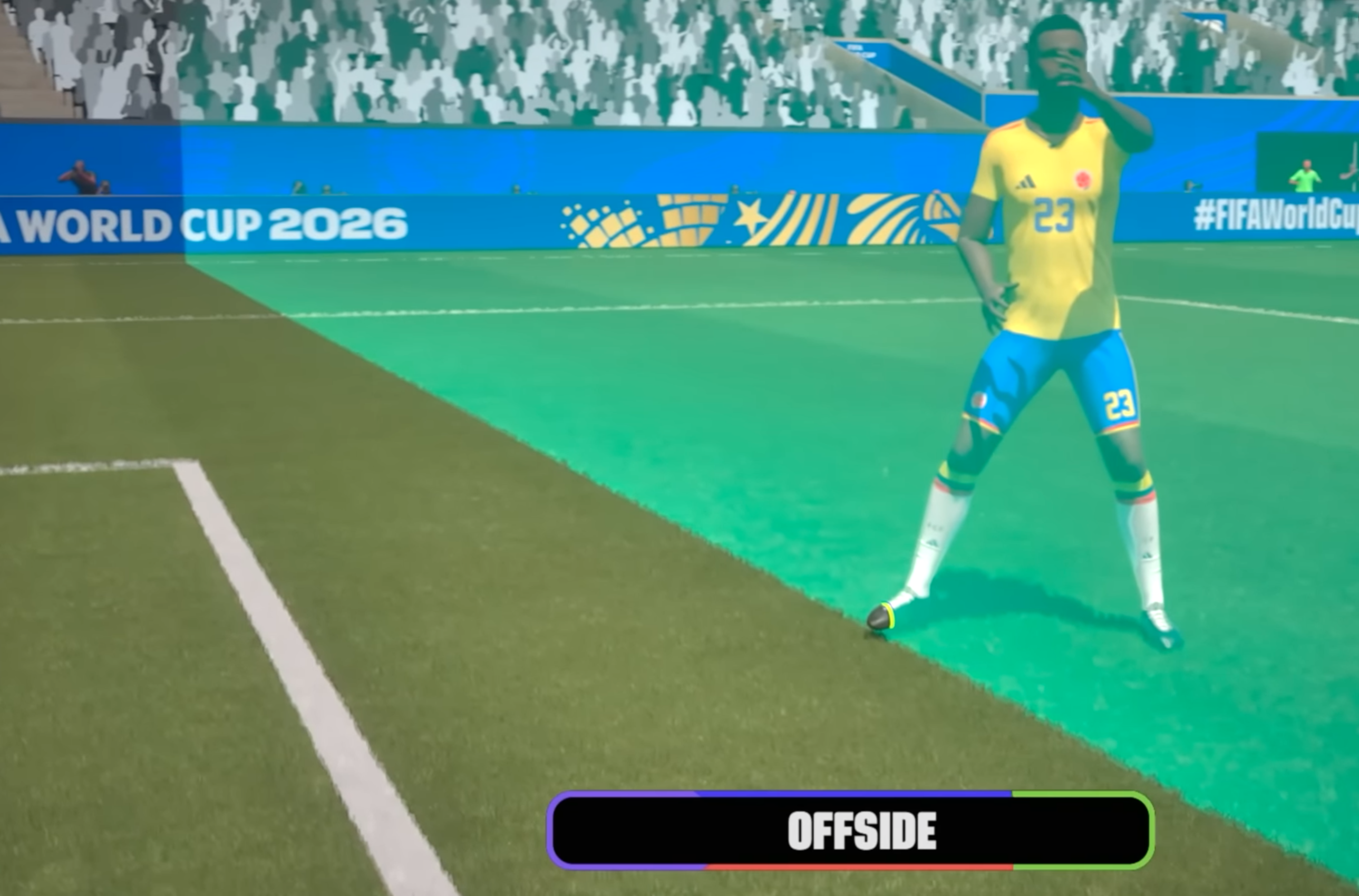A sombra da linha de impedimento