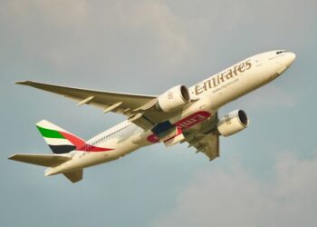 A Emirates é uma das empresas que está transmitindo jogos da Copa em suas aeronaves.

Foto: Tuan Vy Spotter / Pexels