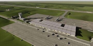 Modelo 3D do Aeroporto Regional da Serra Gaúcha divulgado em 2024.

Foto: Seplan / Divulgação