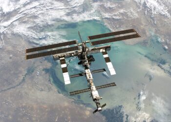 A Estação Espacial Internacional.

Foto: NASA / Wikimedia Commons