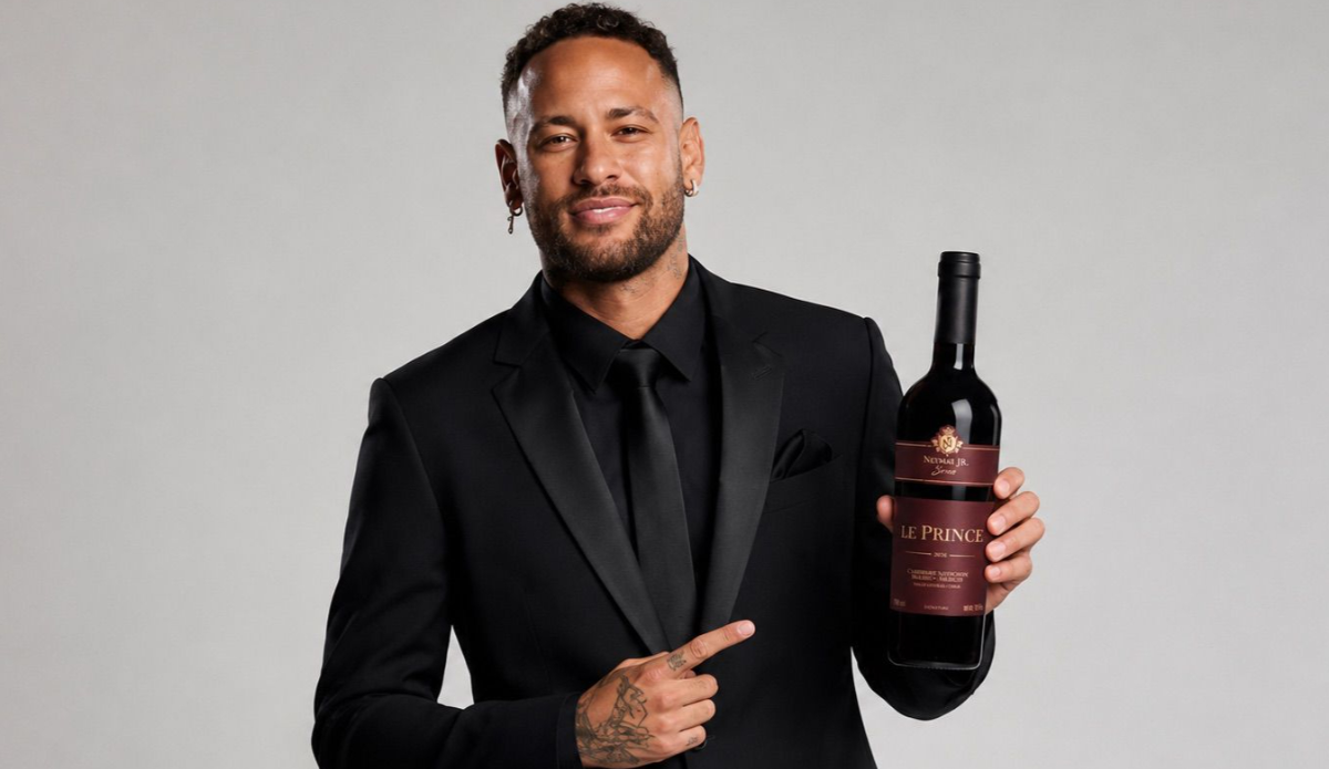 Marca de vinho de Neymar estreia no mercado com garrafa de seis litros comprada por R$ 600 mil