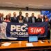 Jornalistas da FENAJ durante ato na Câmara Federal em 2025.

Foto: Divulgação / FENAJ
