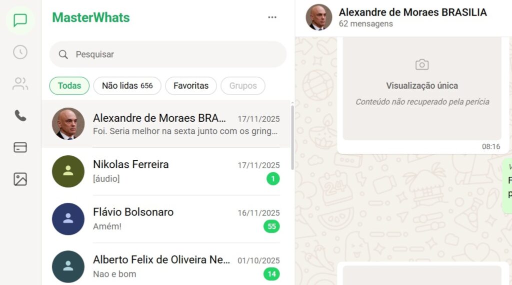 MasterWhats, com mensagens do caso Master, volta ao ar