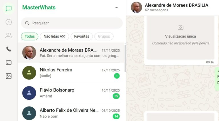 MasterWhats, com mensagens do caso Master, volta ao ar