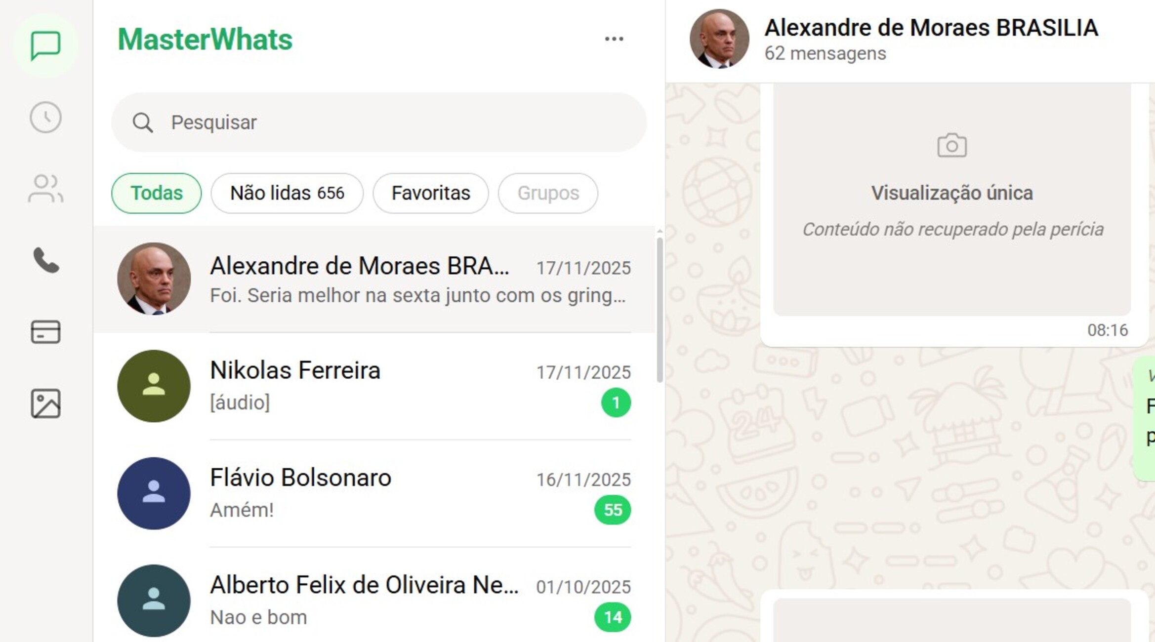 MasterWhats, com mensagens do caso Master, volta ao ar